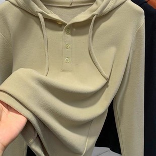 德绒外穿宽松女妈妈长袖 大码 t卫衣纯色保暖 连帽装 休闲上衣秋冬季