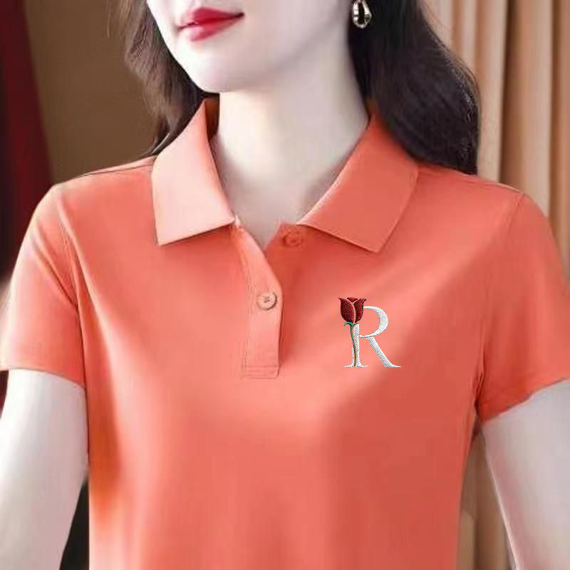 【芭拉婷】新款翻领POLO衫上衣女装短袖夏季广场舞蹈服休闲宽松显