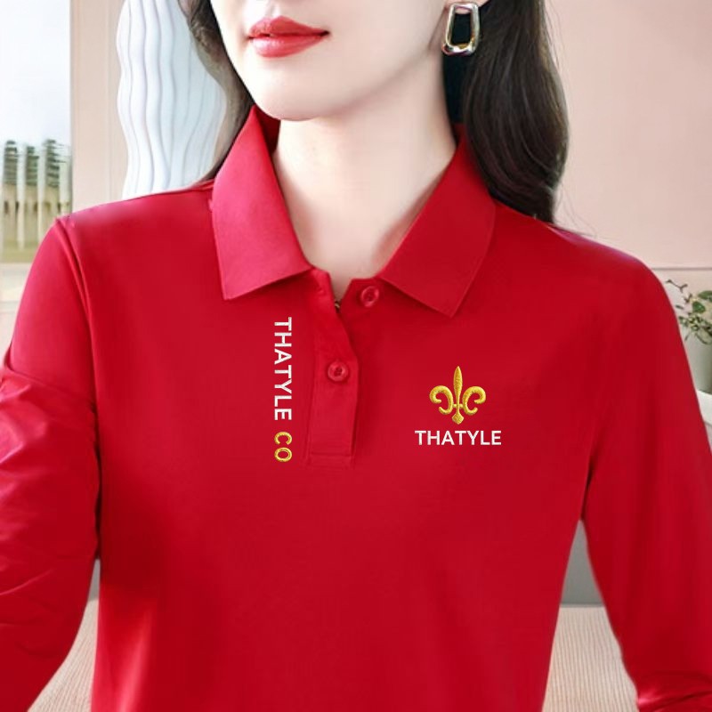 【芭拉婷】秋冬新款女装时尚打底衫内搭中年秋冬长袖T恤翻领polo