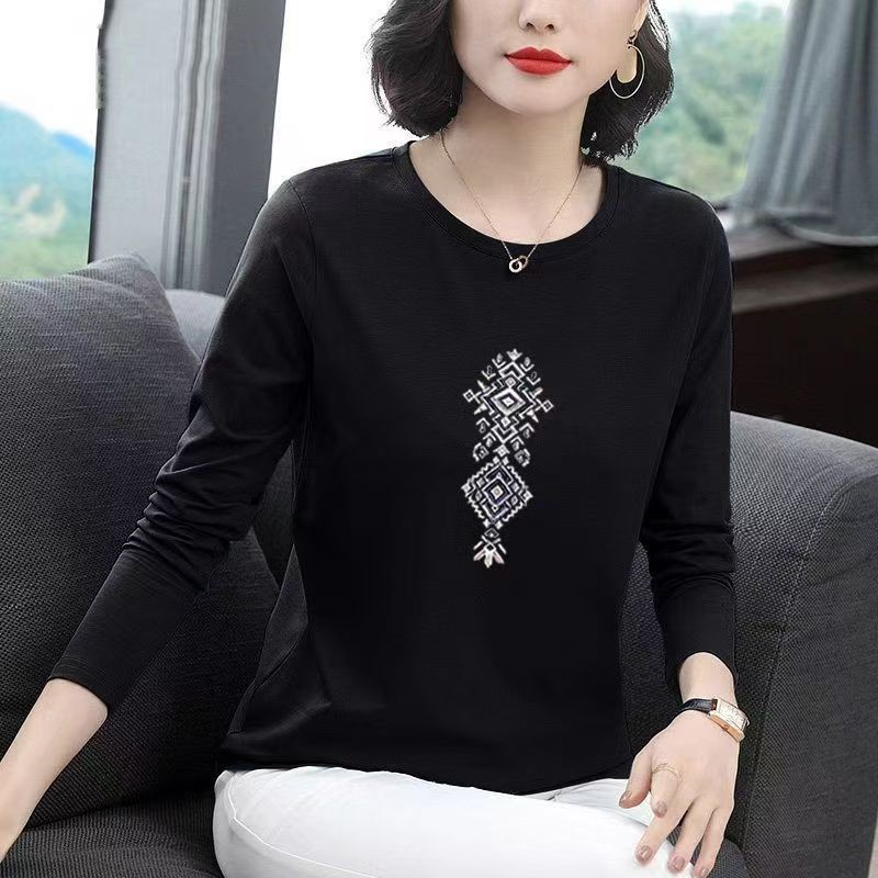 【芭拉婷】100%品质长袖T恤秋季女装新款韩版休闲运动圆领打底衫