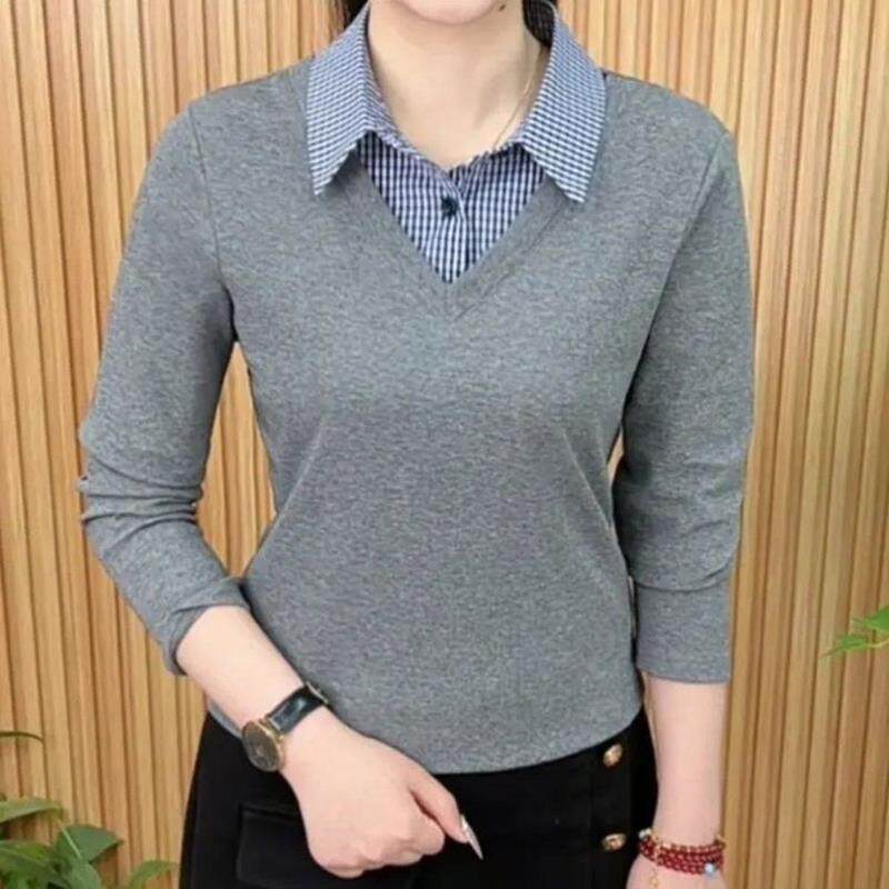 【芭拉婷】假瘦上衣衬衫两件小衫假撞色两件春秋季新款女时尚百搭