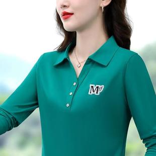 小众高品质设计秋季 纯棉长袖 POLO翻领绣花上衣潮流感时 芭拉婷