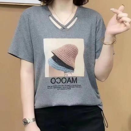 【芭拉婷家】气质潮流新款体恤短袖时尚洋气瘦女士百搭显t小衫上
