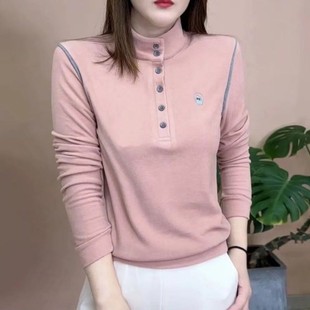 洋气打底 立领纯色百搭撞色秋冬装 加厚上衣时尚 外套刺绣德绒卫衣衫