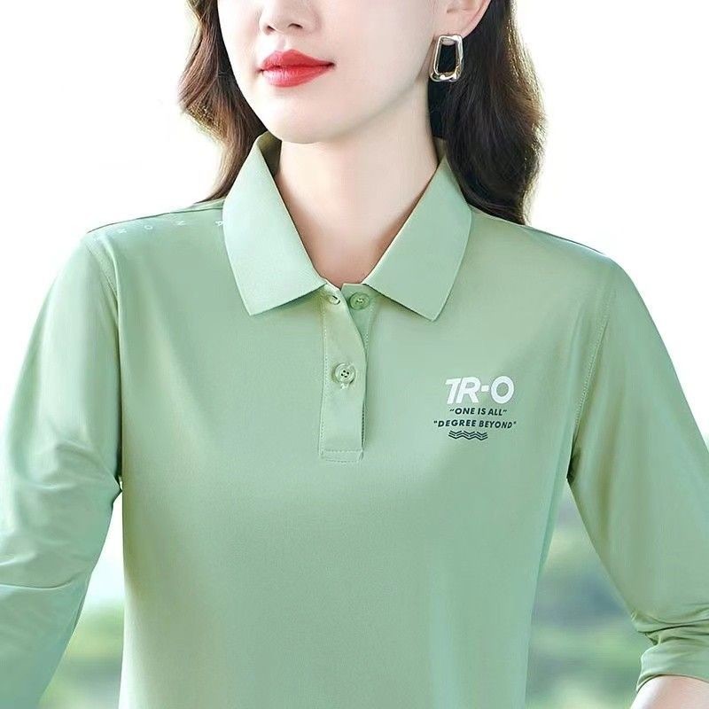 【芭拉婷】2026新款长袖打底衫t恤女洋气春秋装中年妈妈装翻领pol