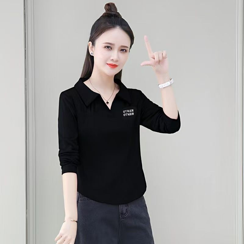 【芭拉婷】2026新款时尚正肩弧形下摆上衣百搭简约翻领长袖潮流简