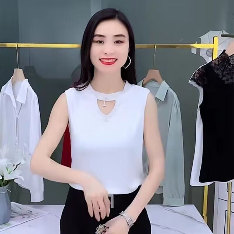 中老年人女装夏装全棉短袖t恤衫纯色大码宽松妈妈装吊带无袖背心