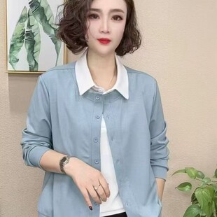 长袖 妈妈搭内假上衣衫 新款 秋季 洋气百搭202 欧货T恤修身 芭拉婷