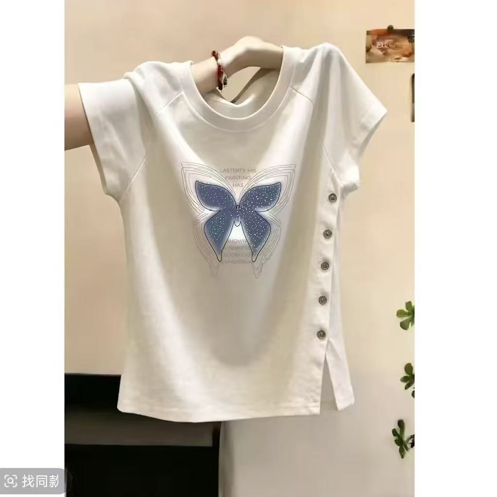 【芭拉婷】抖音爆款女士短袖新款妈妈中年宽松高档小衫中年人女士