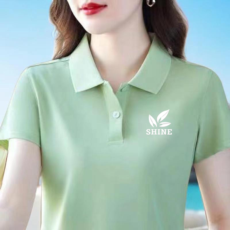 时尚高档短袖T恤女新款洋气中老年妈妈装遮肚子翻领POLO衫上衣女
