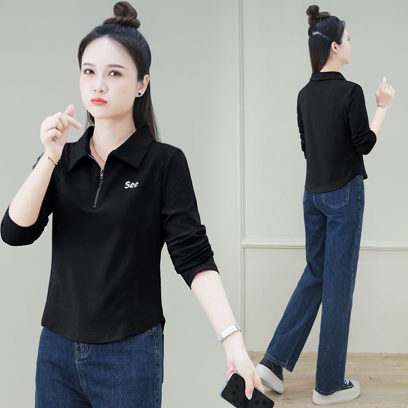 【芭拉婷】长袖T恤女秋季新品韩版修身设计感小个子修身显瘦上衣