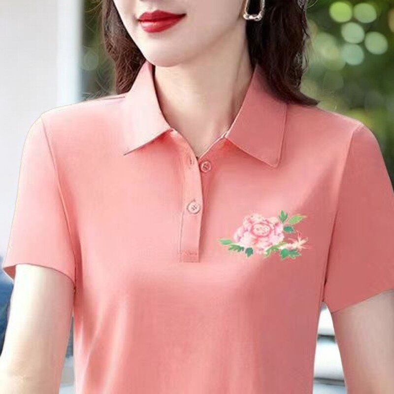 【芭拉婷】新款翻领上衣女装短袖夏季新款广场舞蹈服休闲宽松显瘦