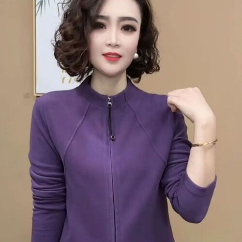 【芭拉婷】双面德绒立领开衫秋冬半拉链内搭卫衣开春外穿洋气大方