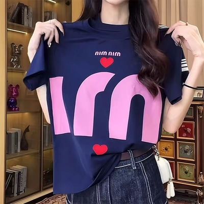 洋气设计感字母印花短袖T恤女2025夏季新款修身百搭显瘦时尚上衣