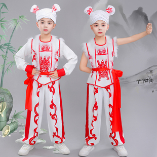 儿童安塞腰鼓服装陕北风陕西民歌演出服中小学秧歌舞龙打鼓表演服