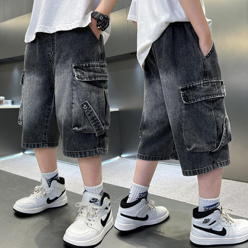 男童工装牛仔短裤夏季薄款2026新款中大儿童裤子男孩五分裤宽松潮
