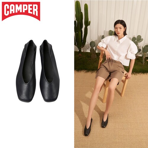 Camper看步真皮浅口芭蕾舞鞋