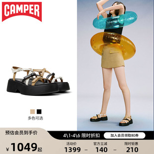 厚底增高凉鞋 Camper看步女鞋 Tasha新款 夏季 女软底交叉细带罗马鞋