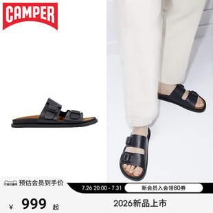 【新品】Camper看步女鞋Lluc夏季平底凉鞋复古镂空勃肯双条带拖鞋
