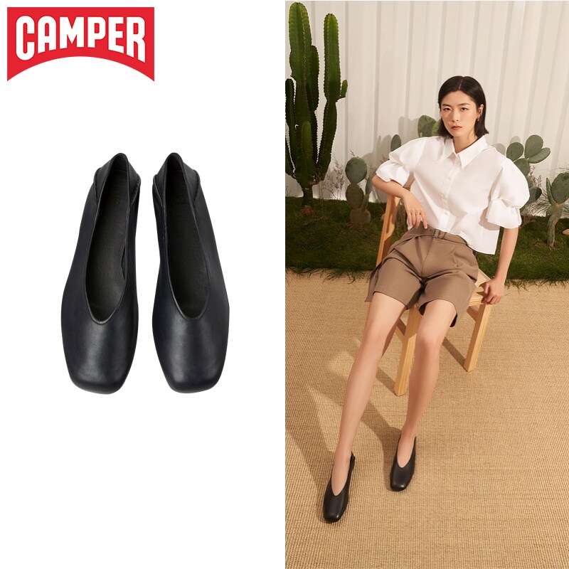 Camper看步真皮浅口芭蕾舞鞋图片