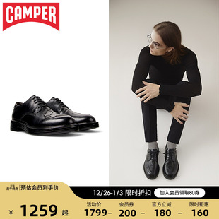 商务通勤休闲黑色软底休闲皮鞋 Camper看步男鞋 Dean系带德比鞋