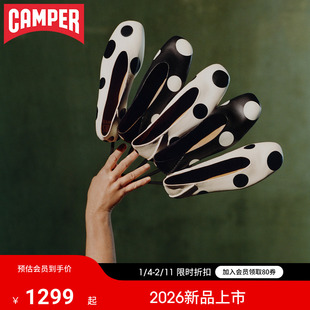 【新品】Camper看步女鞋Casi Myra时尚波点浅口鞋优雅舒适奶奶鞋