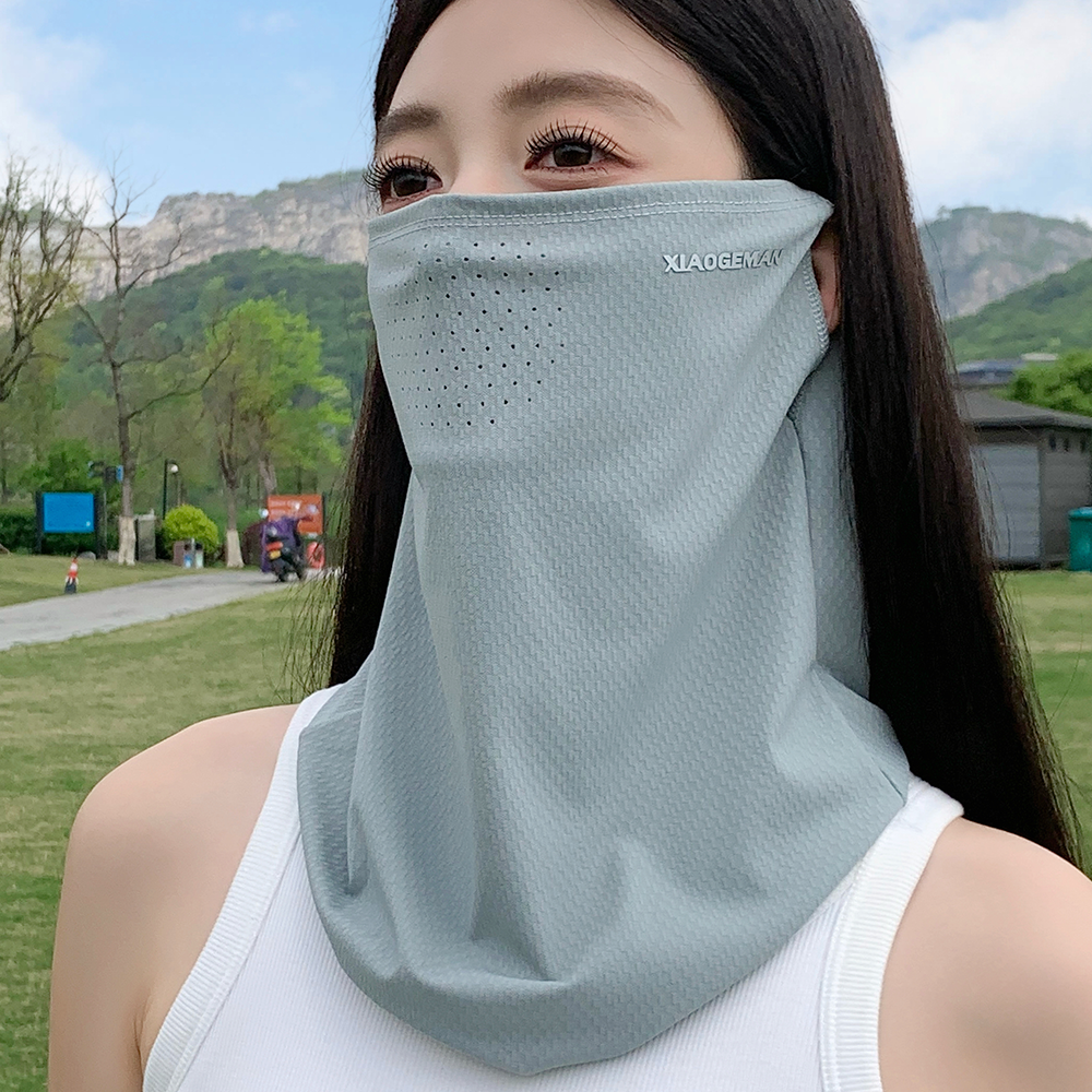 挂耳防晒面罩女冰丝夏季面纱护颈围脖脸部面巾户外脖套遮全脸薄款