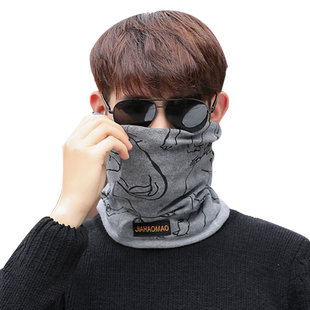 围脖男士冬季围巾帽子两用护颈脖套骑行套头帽保暖防风防寒多功能