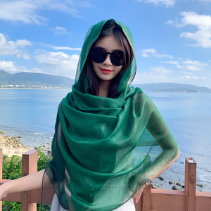 围巾防晒披肩女春夏季空调薄款百搭丝巾2026新款海边沙滩纱巾1016