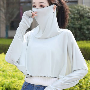 防晒面罩全脸口罩骑行遮阳夏季透气脸罩冰丝男女电动车披肩防晒衣