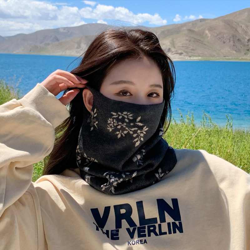 2025新款围脖女冬季韩版百搭保暖护颈脖套挂耳式围巾加厚防风面罩
