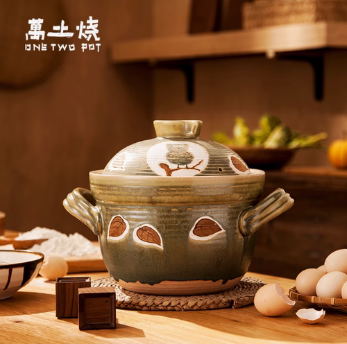 万土烧福鸟双盖陶土砂锅耐高温