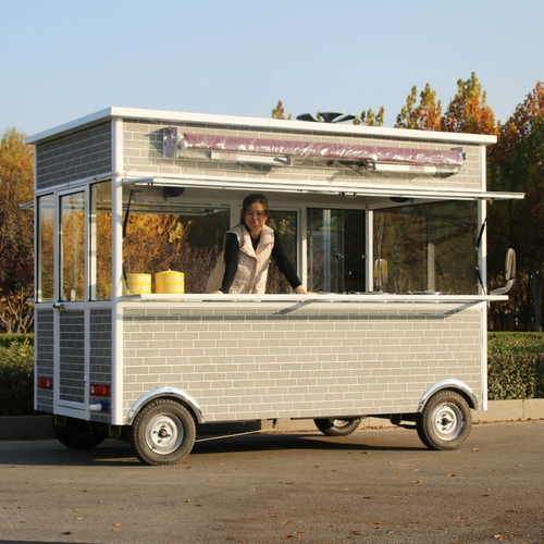 Антикварная электрическая универсальная закусочная тележка на четырех колесах, вагон-ресторан для коммерческого использования, дом на колесах