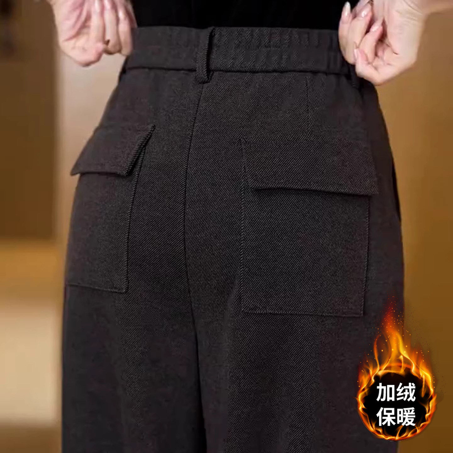 高档灰色毛呢窄版阔腿裤女秋冬季新款爆款高腰直筒休闲西装裤长裤