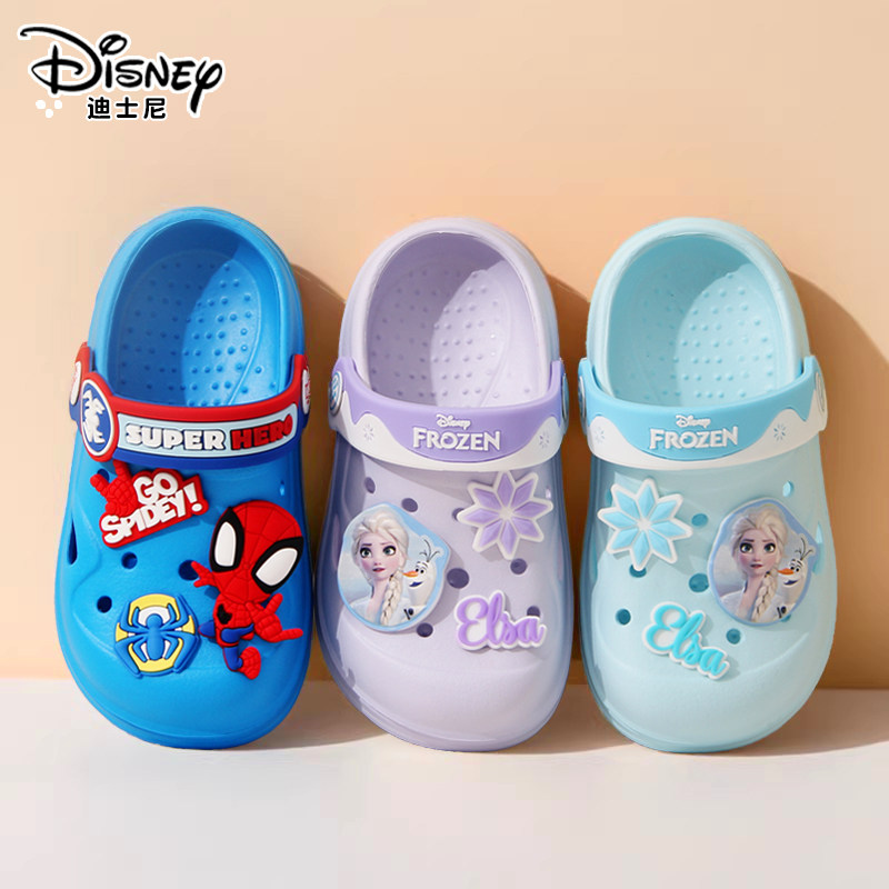 冰雪艾莎公主儿童拖鞋包头夏季卡通风爱莎轻便幼儿园男女童洞洞鞋