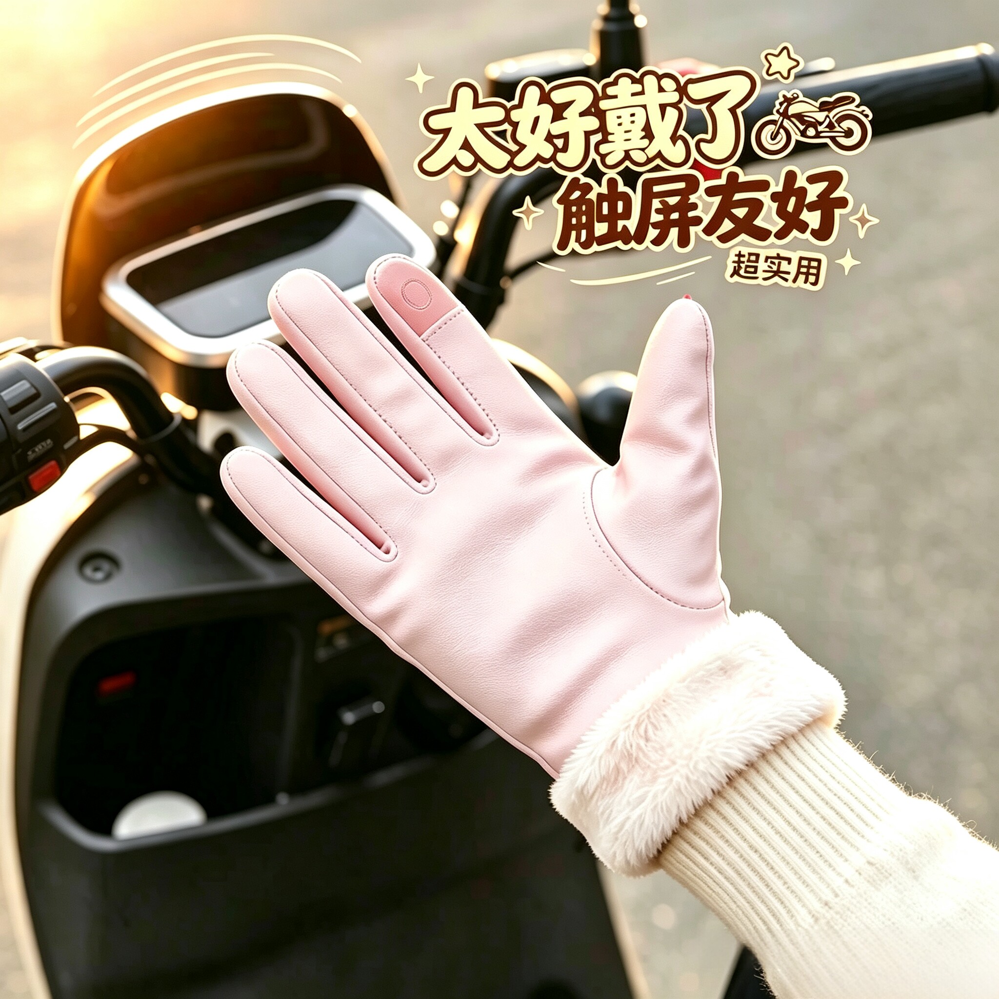保暖手套女冬季触屏加绒防泼水