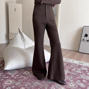 女KB772 百搭通勤休闲裤 初打十三行2025冬季 羊毛简约松弛微喇长裤