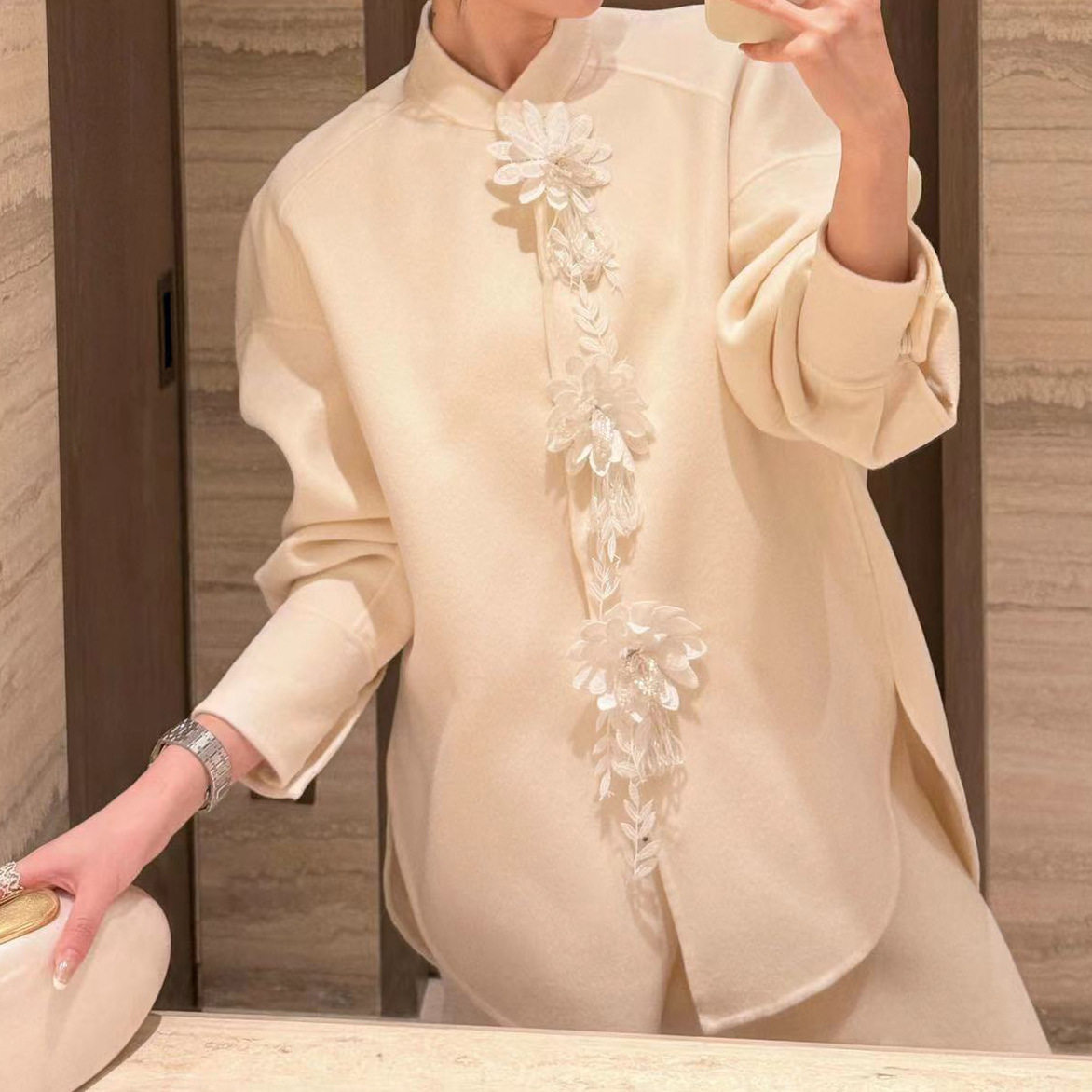 （年后）2026早春新中式优雅白色立体花朵长袖上衣国风气质大码,女装/女士精品,衬衫,淘宝优惠券,粉丝福利购,淘宝优惠卷