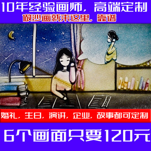 沙画视频定制婚礼演讲朗诵求婚表白结婚生日肖像沙画制作人物设计
