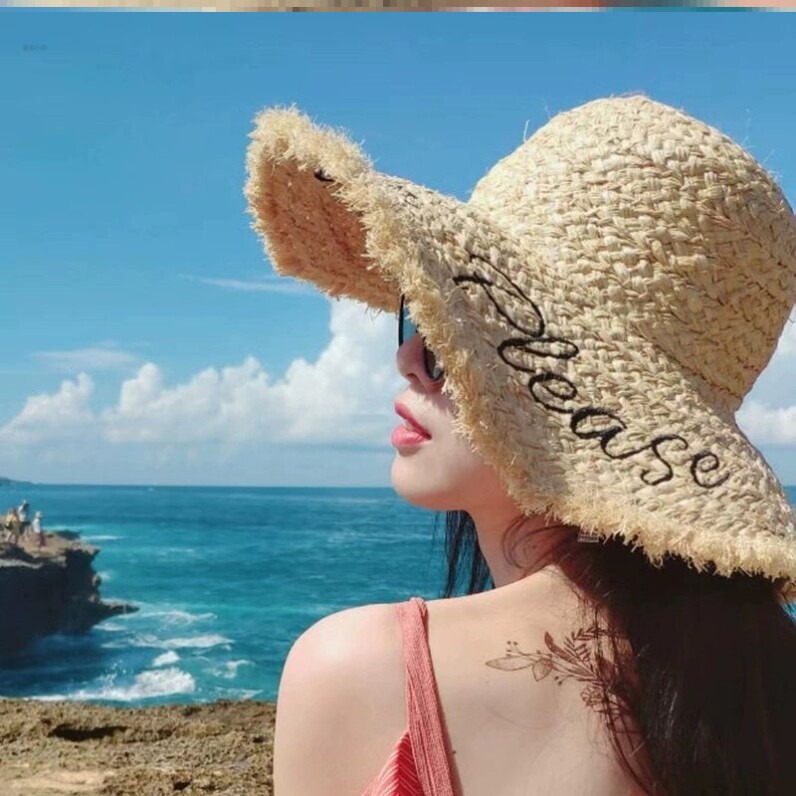 拍照好看的女士沙滩帽子夏款夏天夏季凉帽子女款2024新款时尚潮流