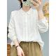 女蕾丝花边拼接柔软亲肤透气双层棉纱上衣 衬衫 法式 文艺风琴褶长袖