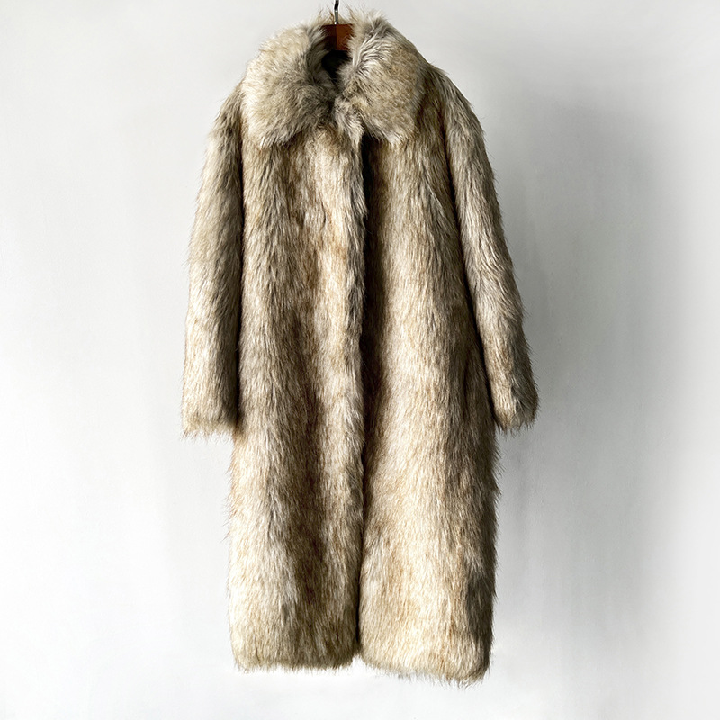 过冬御寒级皮草~秋冬厚实长毛环保皮草长款大衣 炒保暖棉被外套