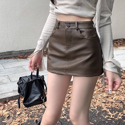 黑色pu小皮裙半身裙女秋