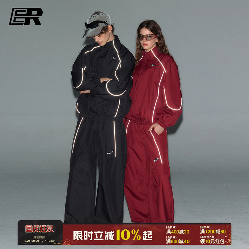 【明星同款】ER反光条机能风运动夹克套装2026秋高街立领外套图片