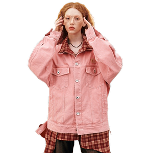 ER不规则下摆牛仔外套男秋季设计感拼接格子衬衫美式复古假两件