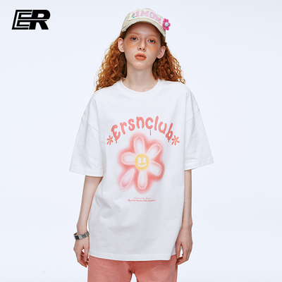 ER短袖青少年花朵印花T恤