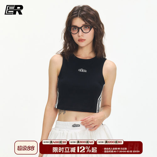 ER字母无袖运动背心女夏季新款辣妹短款内搭显瘦瑜伽短上衣美背