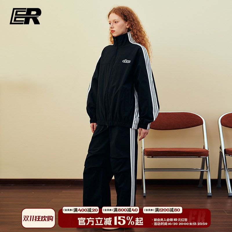 【明星同款】ER撞色条纹夹克运动套装2026秋户外训练服男女同款