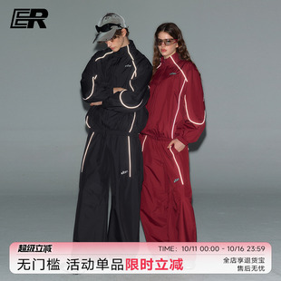 美式 新款 高街潮牌休闲 情侣2025秋季 ER反光条机能风运动夹克套装
