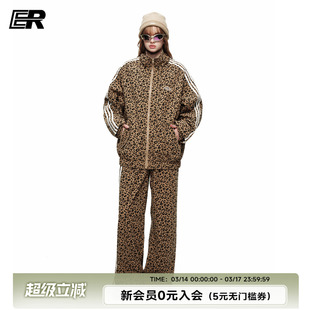 ER轻奢复古美式豹纹休闲卫裤男女同款春秋运动风宽松直筒阔腿裤子